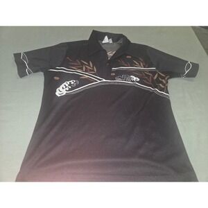 Vintage Spire California Mens Large Black Graphic Polyester Polo Shirt Made USA